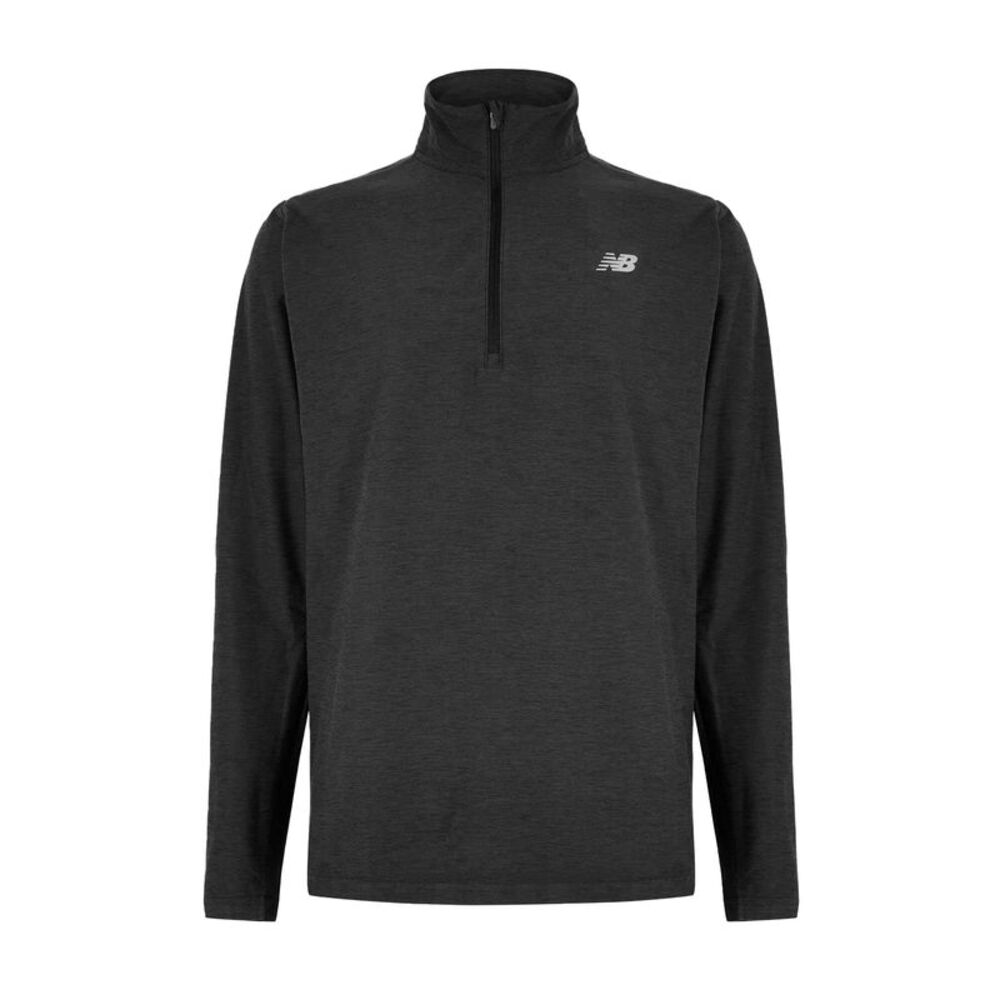 New Balance Mens Space Dye Quarter Zip Top / Black